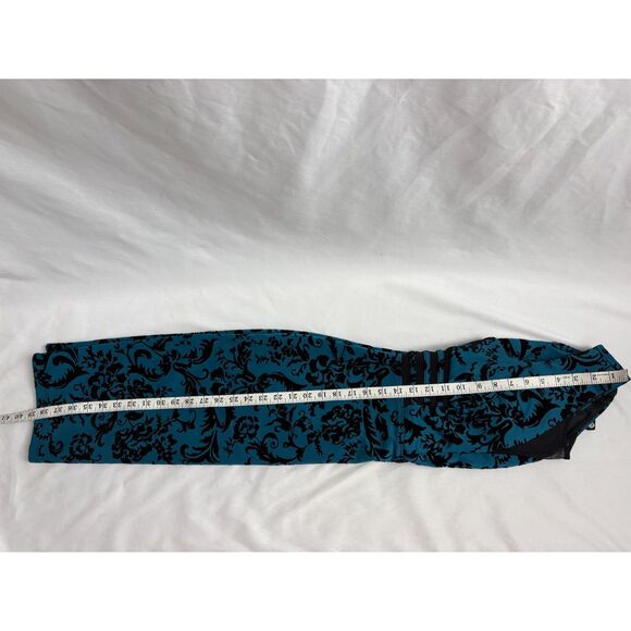 Enfocus Studio Midi Bodycon Cocktail Dress Size 4 Teal Black Floral Mesh Insert - Picture 9 of 9
